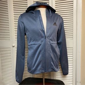Adidas Full Zip Up Hoodie Size Small Blue/Gray Side Zip Pockets